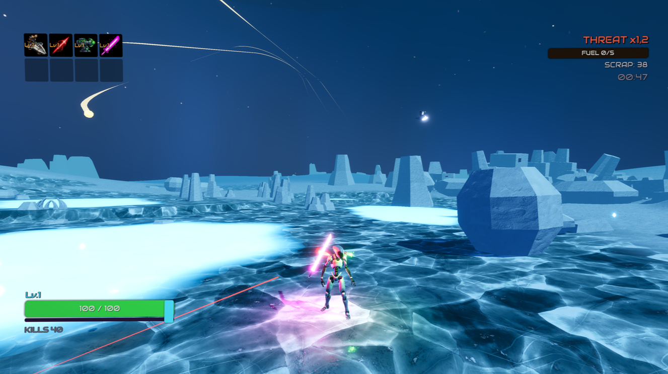 Ice biome combat encounter with HUD