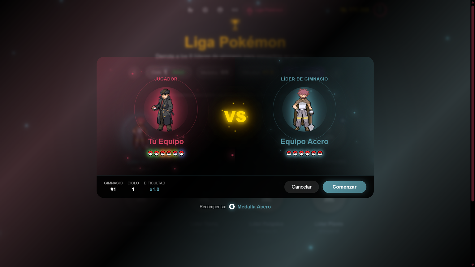 Gym league hub with leader cards